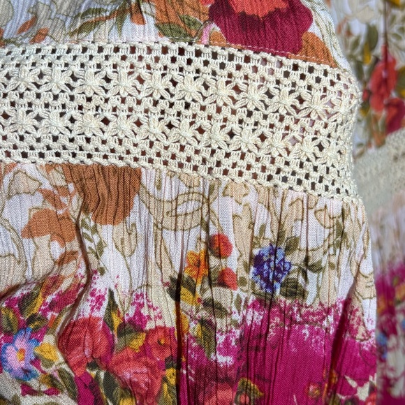 Forbidden womens vibrant boho tiered maxi skirt ruffles vintage gauzy gypsy sz L - Picture 3 of 9